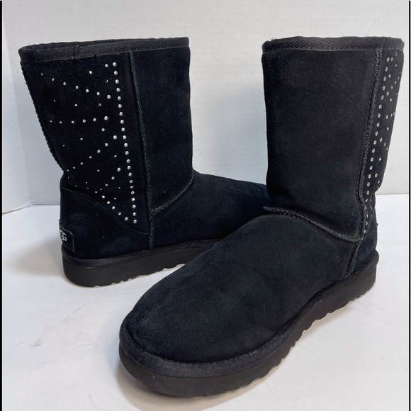 UGG 1110420 Classic Short Studded Black Swarovski Crystal Metal Boot - Picture 9 of 12